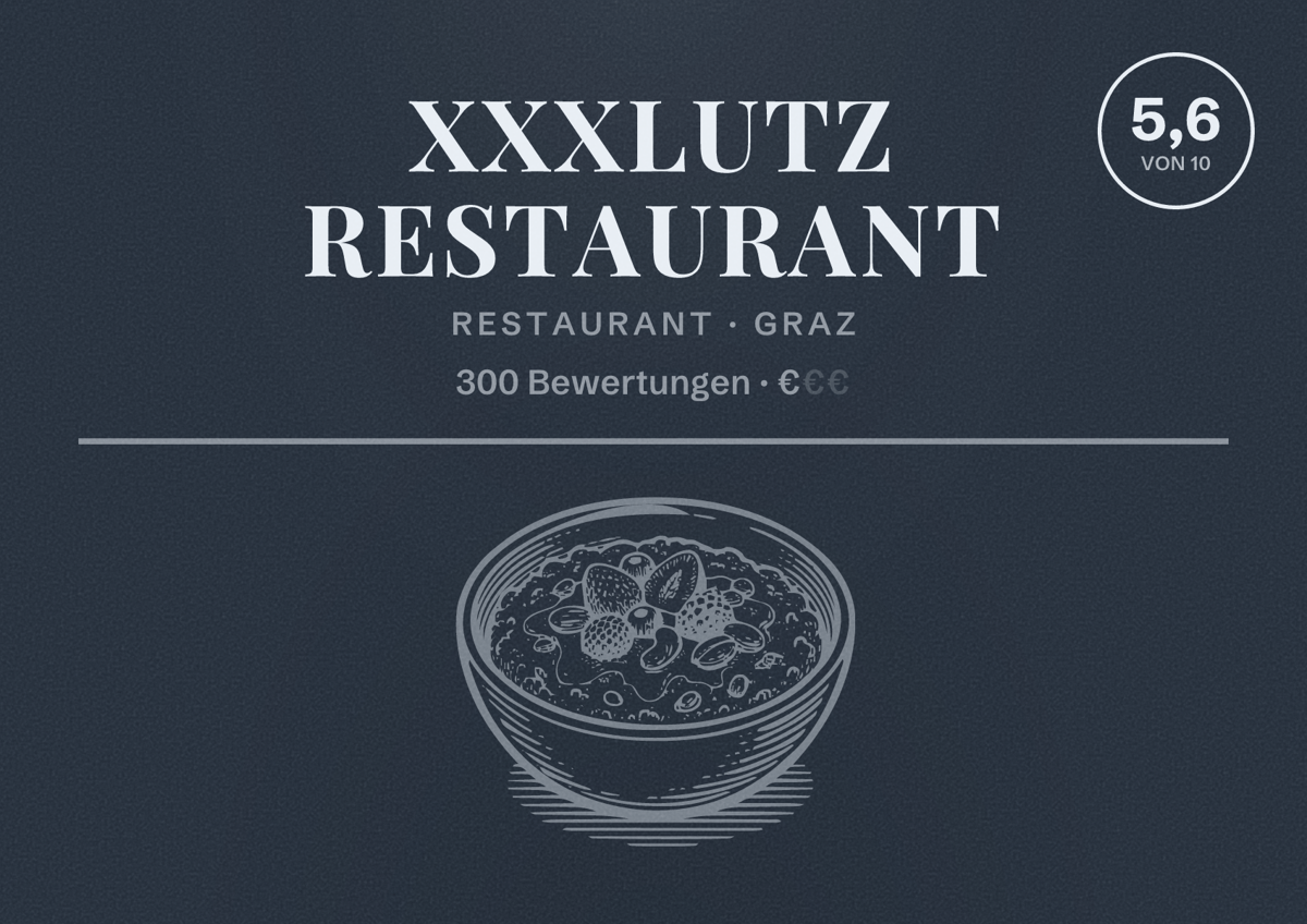 Illustriertes Poster von XXXLutz Restaurant, Restaurant in Graz: Bewertung 5,6 von 10 aus 300 Bewertungen, Preisniveau €