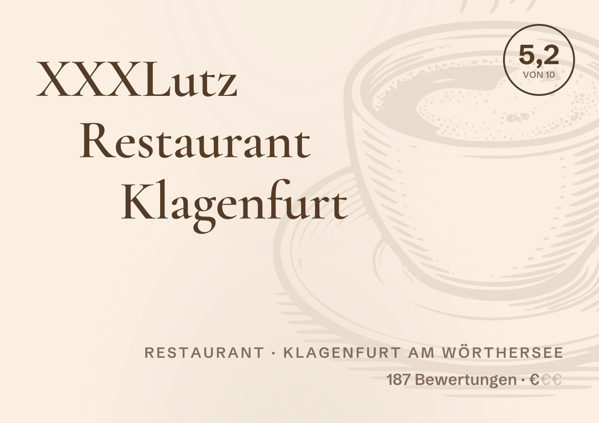 Illustriertes Poster von XXXLutz Restaurant Klagenfurt, Restaurant in Klagenfurt am Wörthersee: Bewertung 5,2 von 10 aus 187 Bewertungen, Preisniveau €