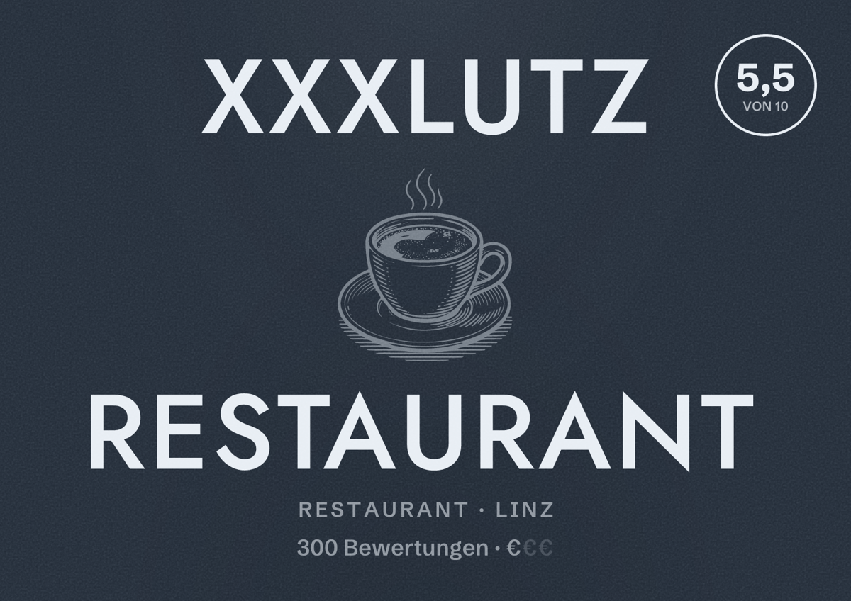 Illustriertes Poster von XXXLutz Restaurant, Restaurant in Linz: Bewertung 5,5 von 10 aus 300 Bewertungen, Preisniveau €