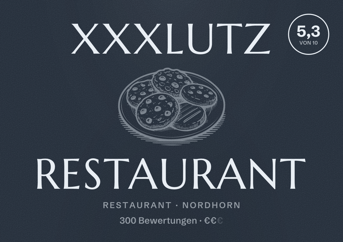Illustriertes Poster von XXXLutz Restaurant, Restaurant in Nordhorn: Bewertung 5,3 von 10 aus 300 Bewertungen, Preisniveau €€