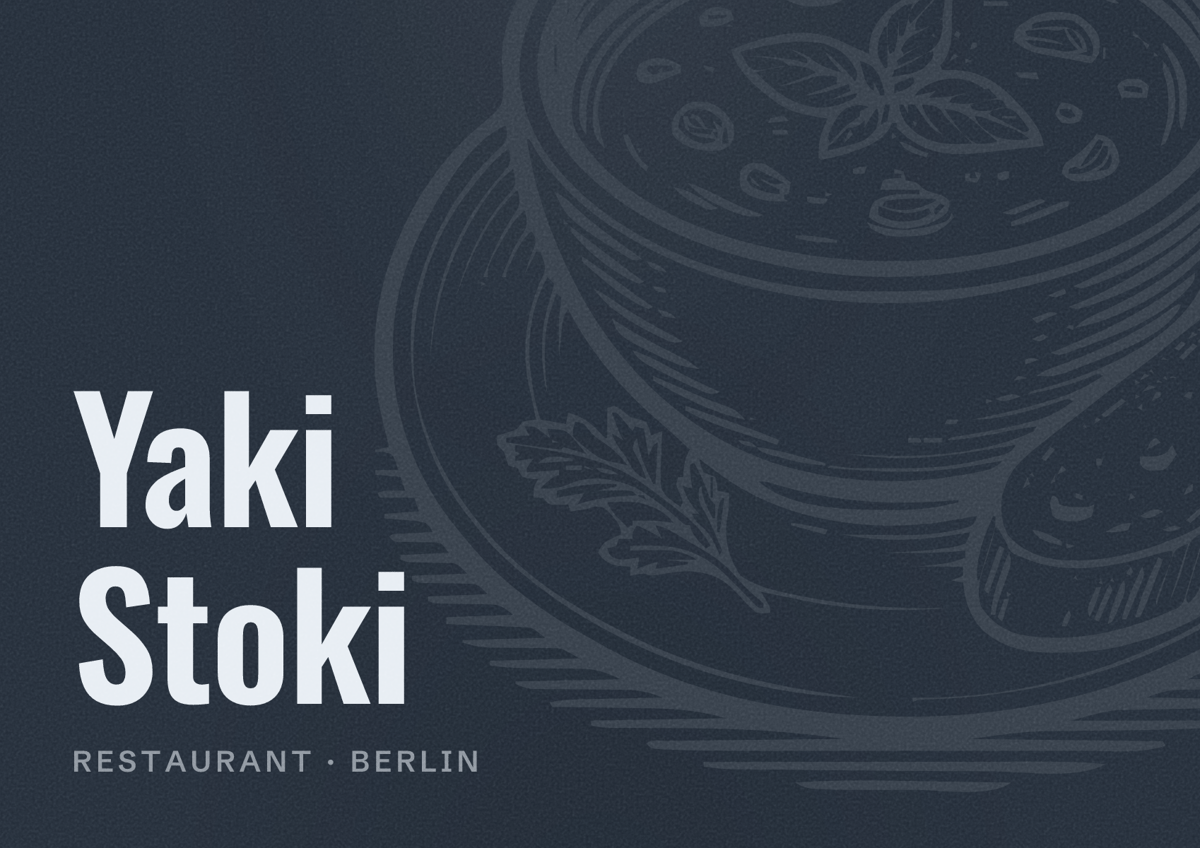 Illustriertes Poster von Yaki Stoki, Restaurant in Berlin