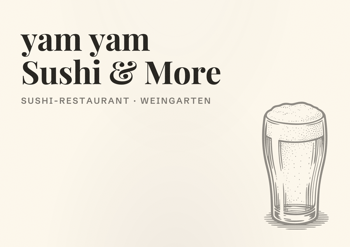 Illustriertes Poster von yam yam Sushi & More, Sushi-Restaurant in Weingarten