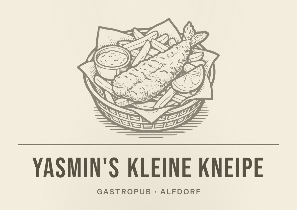 Illustriertes Poster von Yasmin's kleine Kneipe, Gastropub in Alfdorf