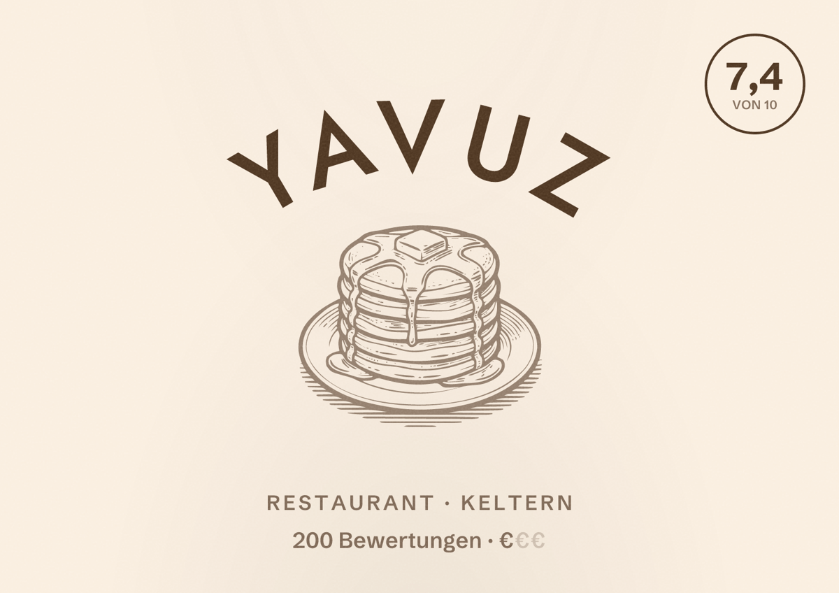 Illustriertes Poster von yavuz, Restaurant in Keltern: Bewertung 7,4 von 10 aus 200 Bewertungen, Preisniveau €