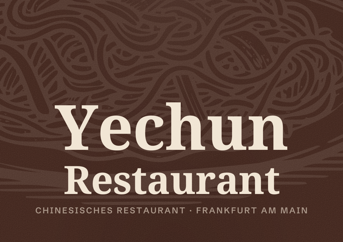 Illustriertes Poster von Yechun Restaurant, Chinesisches Restaurant in Frankfurt am Main