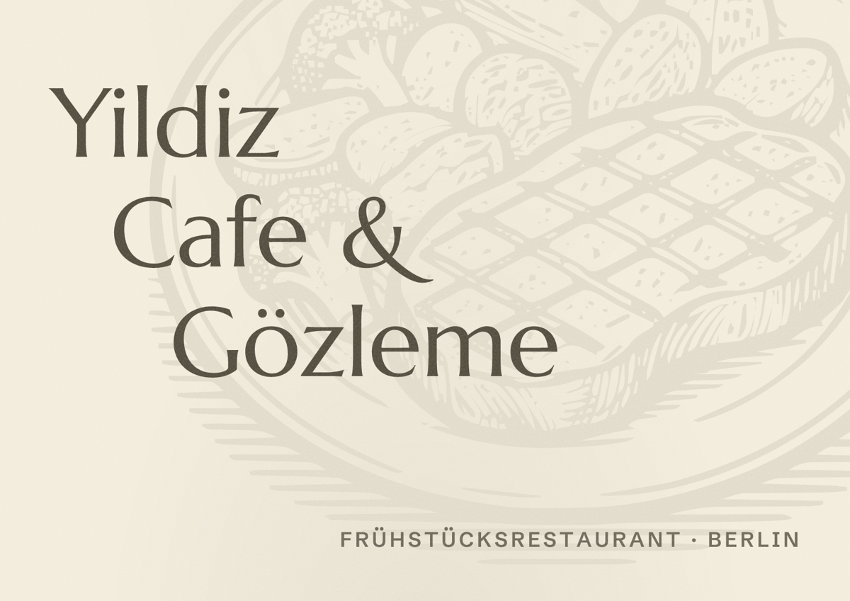 Illustriertes Poster von Yildiz Cafe & Gözleme, Frühstücksrestaurant in Berlin
