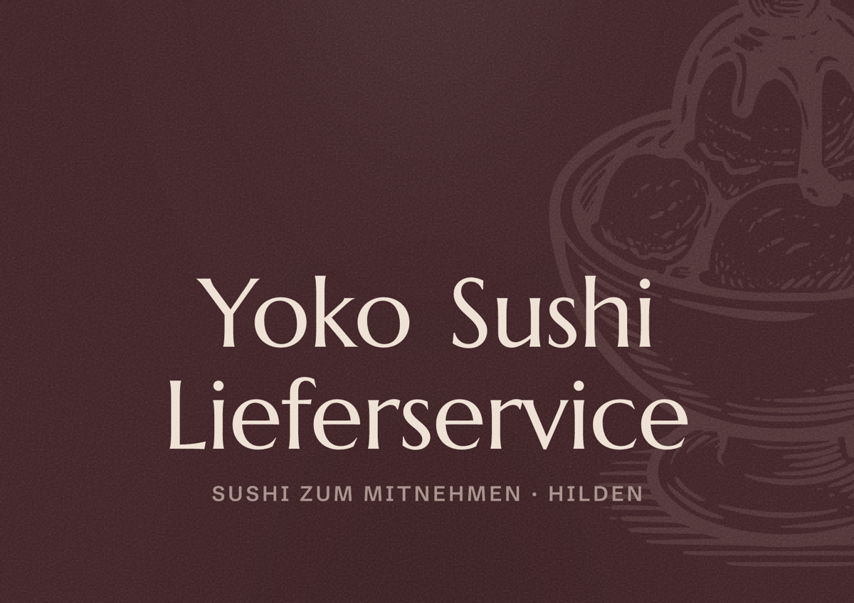 Illustriertes Poster von Yoko Sushi Lieferservice, Sushi zum Mitnehmen in Hilden