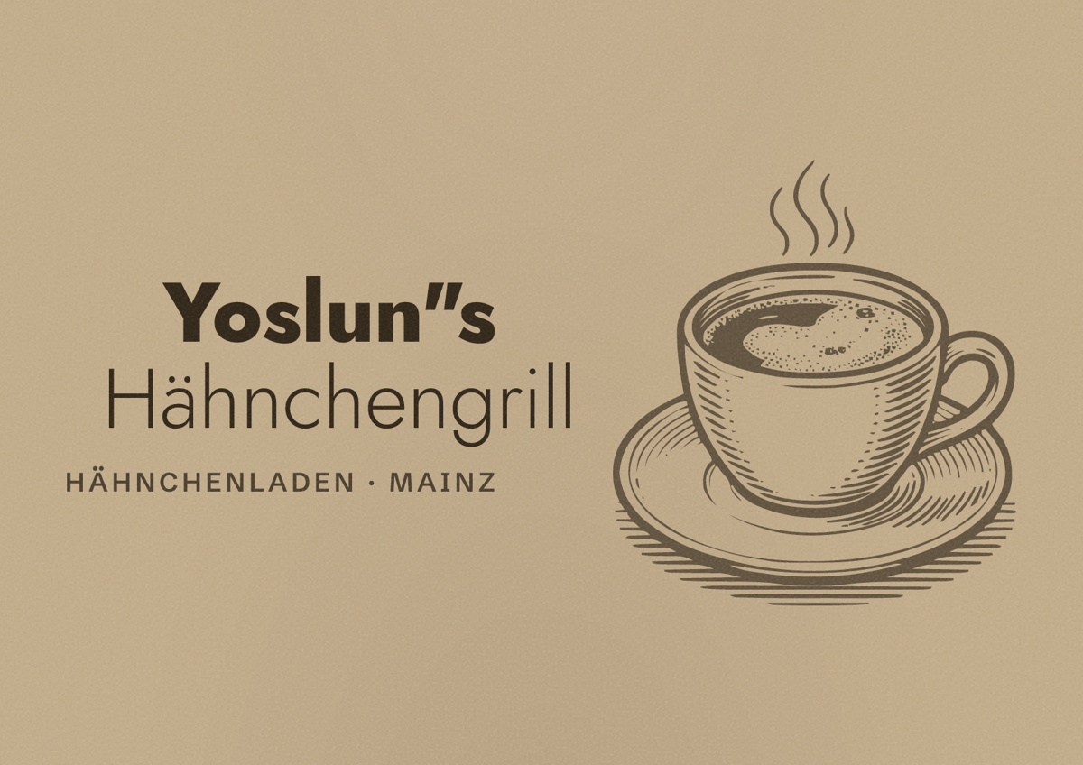 Illustriertes Poster von Yoslun"s Hähnchengrill, Hähnchenladen in Mainz