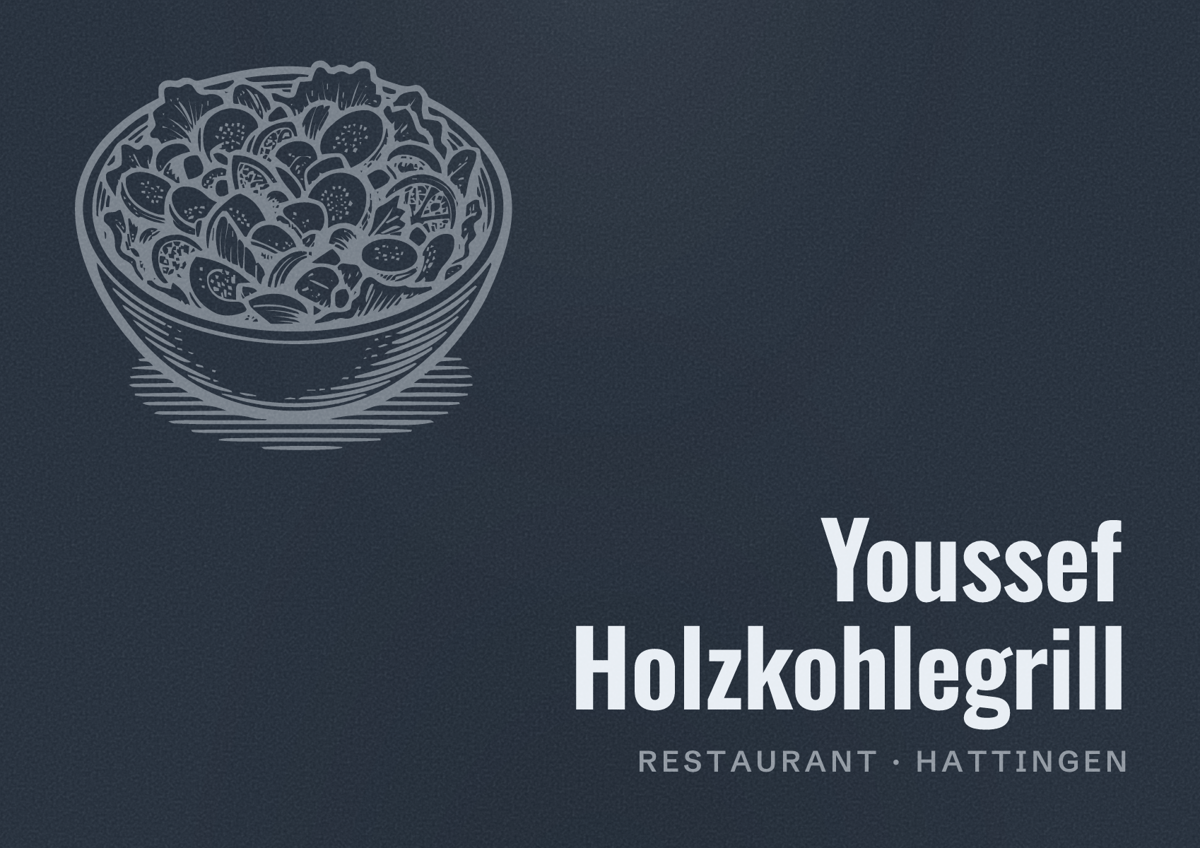 Illustriertes Poster von Youssef Holzkohlegrill, Restaurant in Hattingen