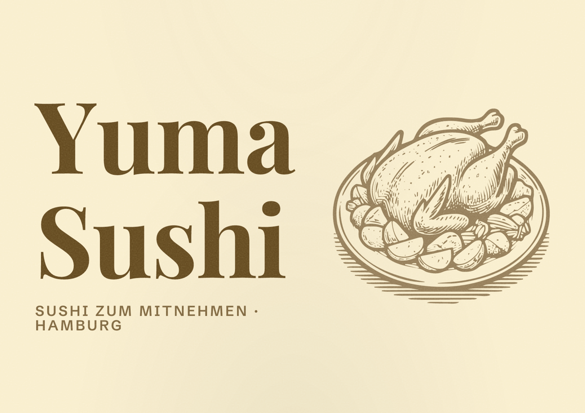 Illustriertes Poster von Yuma Sushi, Sushi zum Mitnehmen in Hamburg