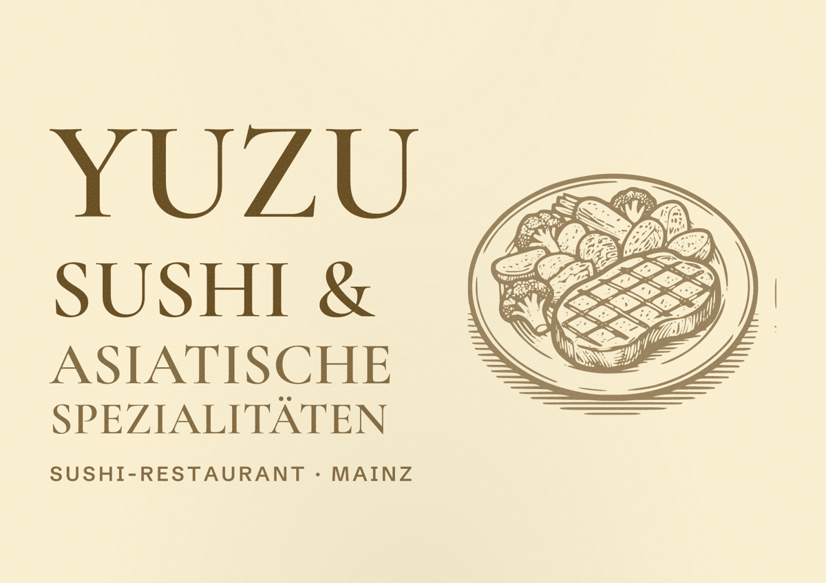 Illustriertes Poster von YUZU Sushi & asiatische Spezialitäten, Sushi-Restaurant in Mainz