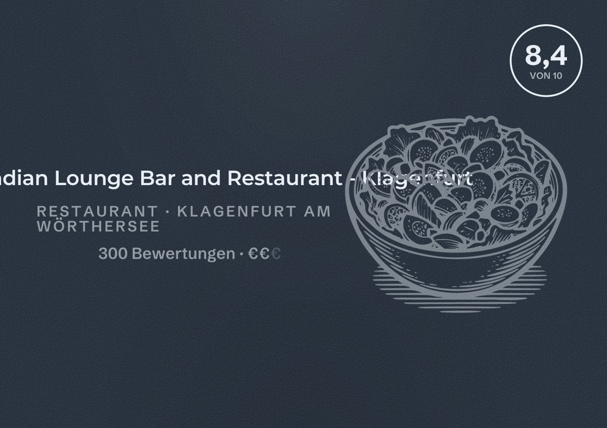 Illustriertes Poster von Zaika - Indian Lounge Bar and Restaurant - Klagenfurt, Restaurant in Klagenfurt am Wörthersee: Bewertung 8,4 von 10 aus 300 Bewertungen, Preisniveau €€