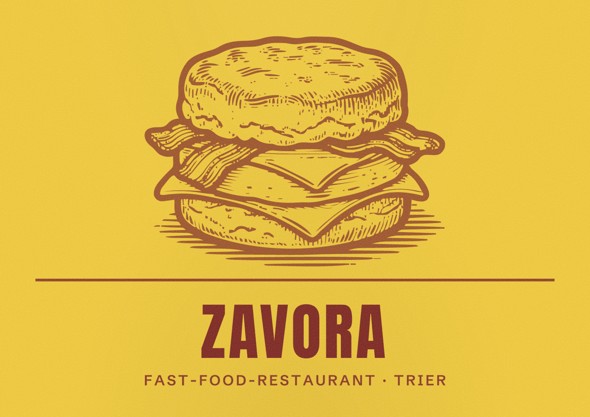 Illustriertes Poster von Zavora, Fast-Food-Restaurant in Trier