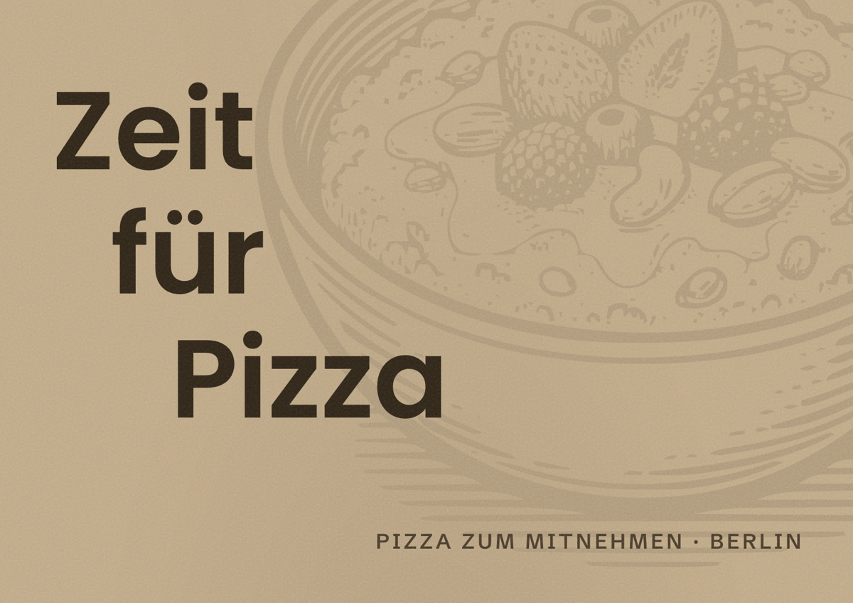 Illustriertes Poster von Zeit für Pizza, Pizza zum Mitnehmen in Berlin