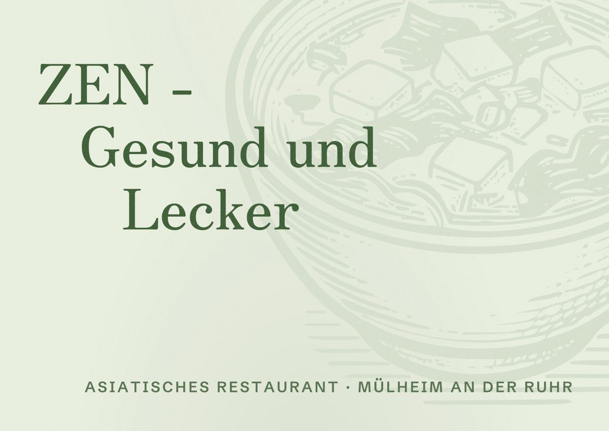 Illustriertes Poster von ZEN - Gesund und Lecker, Asiatisches Restaurant in Mülheim an der Ruhr