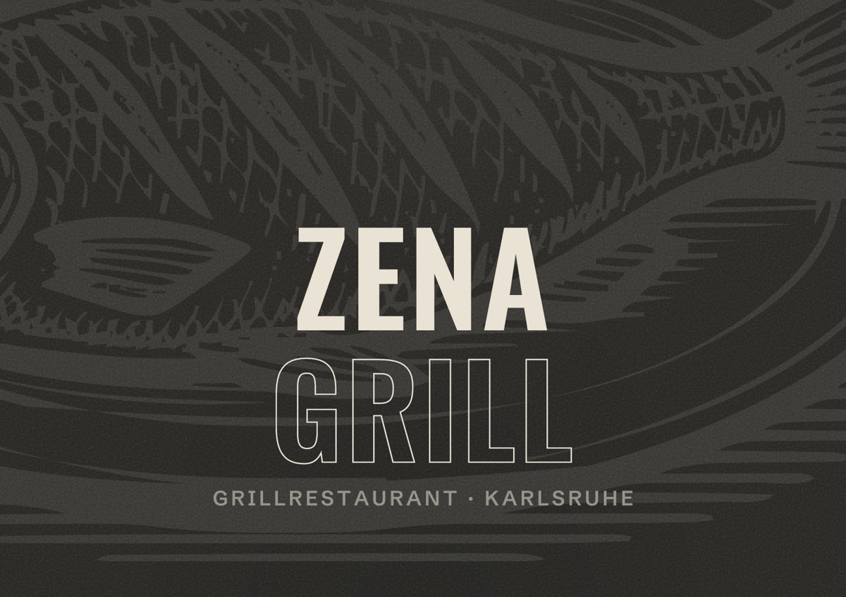 Illustriertes Poster von Zena Grill, Grillrestaurant in Karlsruhe