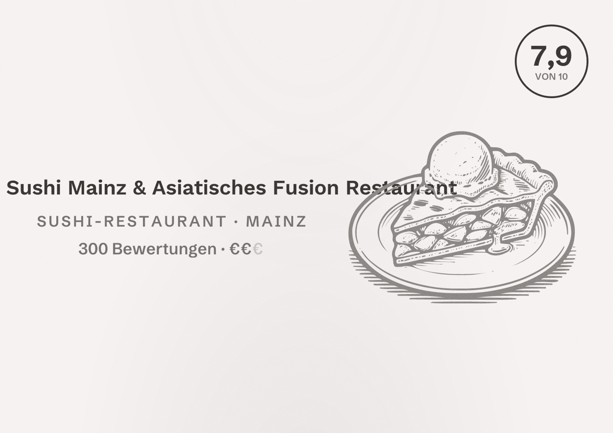 Illustriertes Poster von Zenbi - Sushi Mainz & Asiatisches Fusion Restaurant, Sushi-Restaurant in Mainz: Bewertung 7,9 von 10 aus 300 Bewertungen, Preisniveau €€