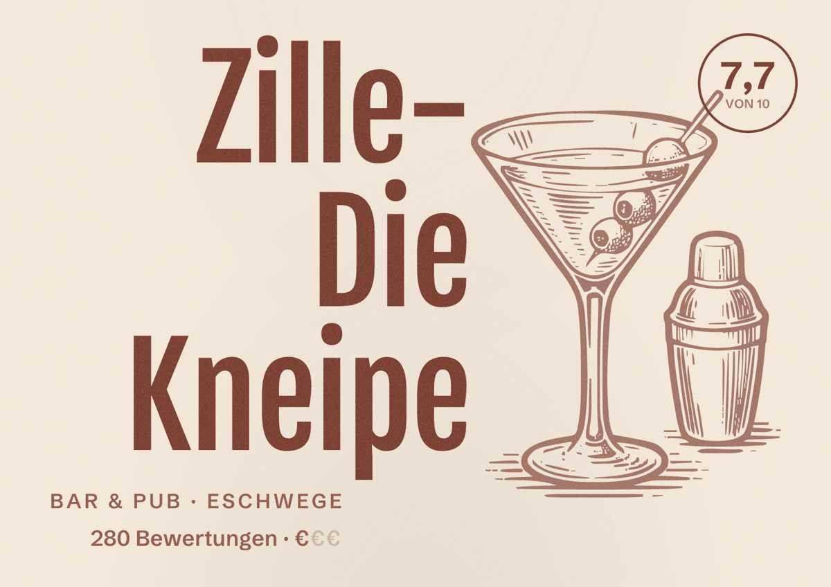 Illustriertes Poster von Zille- Die Kneipe, Bar & Pub in Eschwege: Bewertung 7,7 von 10 aus 280 Bewertungen, Preisniveau €