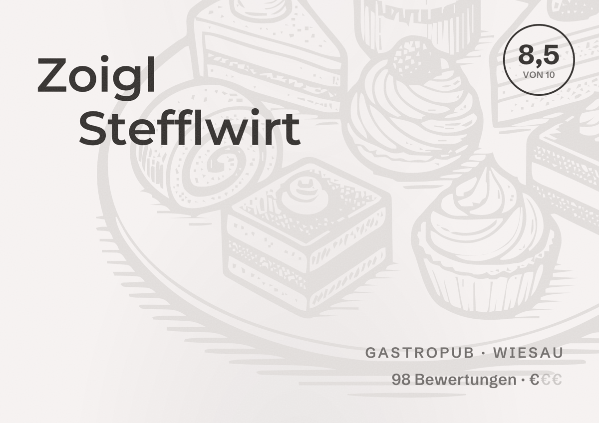 Illustriertes Poster von Zoigl Stefflwirt, Gastropub in Wiesau: Bewertung 8,5 von 10 aus 98 Bewertungen, Preisniveau €