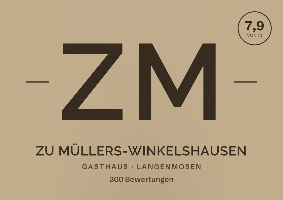 Illustriertes Poster von Zu Müllers-Winkelshausen, Gasthaus in Langenmosen: Bewertung 7,9 von 10 aus 300 Bewertungen