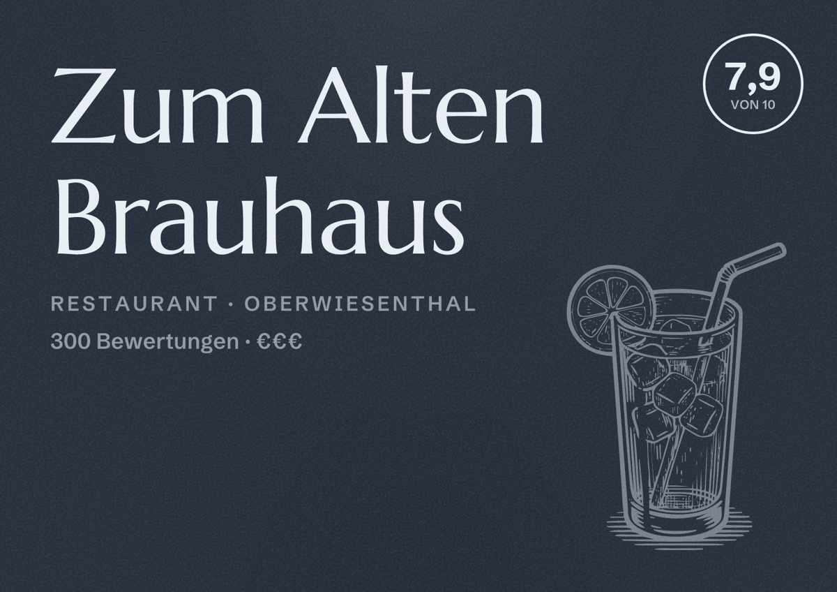 Illustriertes Poster von Zum Alten Brauhaus, Restaurant in Oberwiesenthal: Bewertung 7,9 von 10 aus 300 Bewertungen, Preisniveau €€€