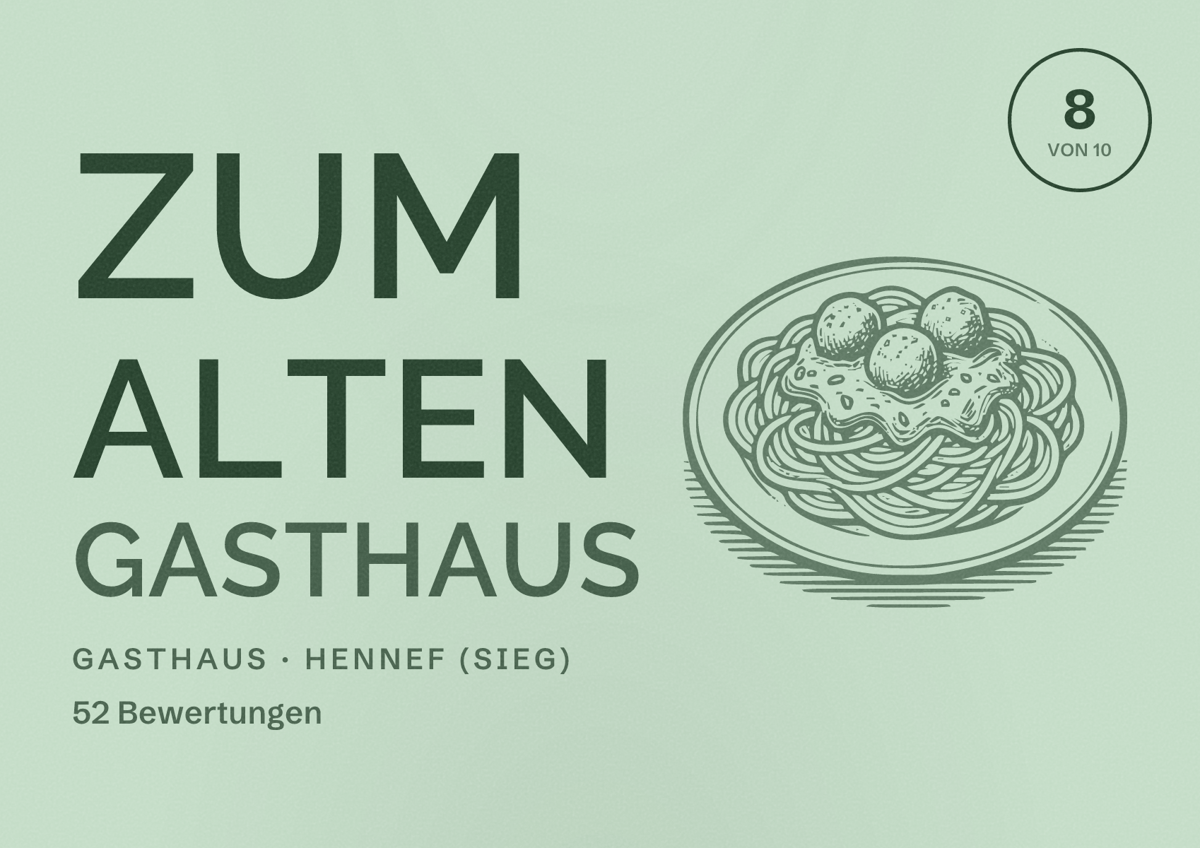 Illustriertes Poster von Zum Alten Gasthaus, Gasthaus in Hennef (Sieg): Bewertung 8 von 10 aus 52 Bewertungen