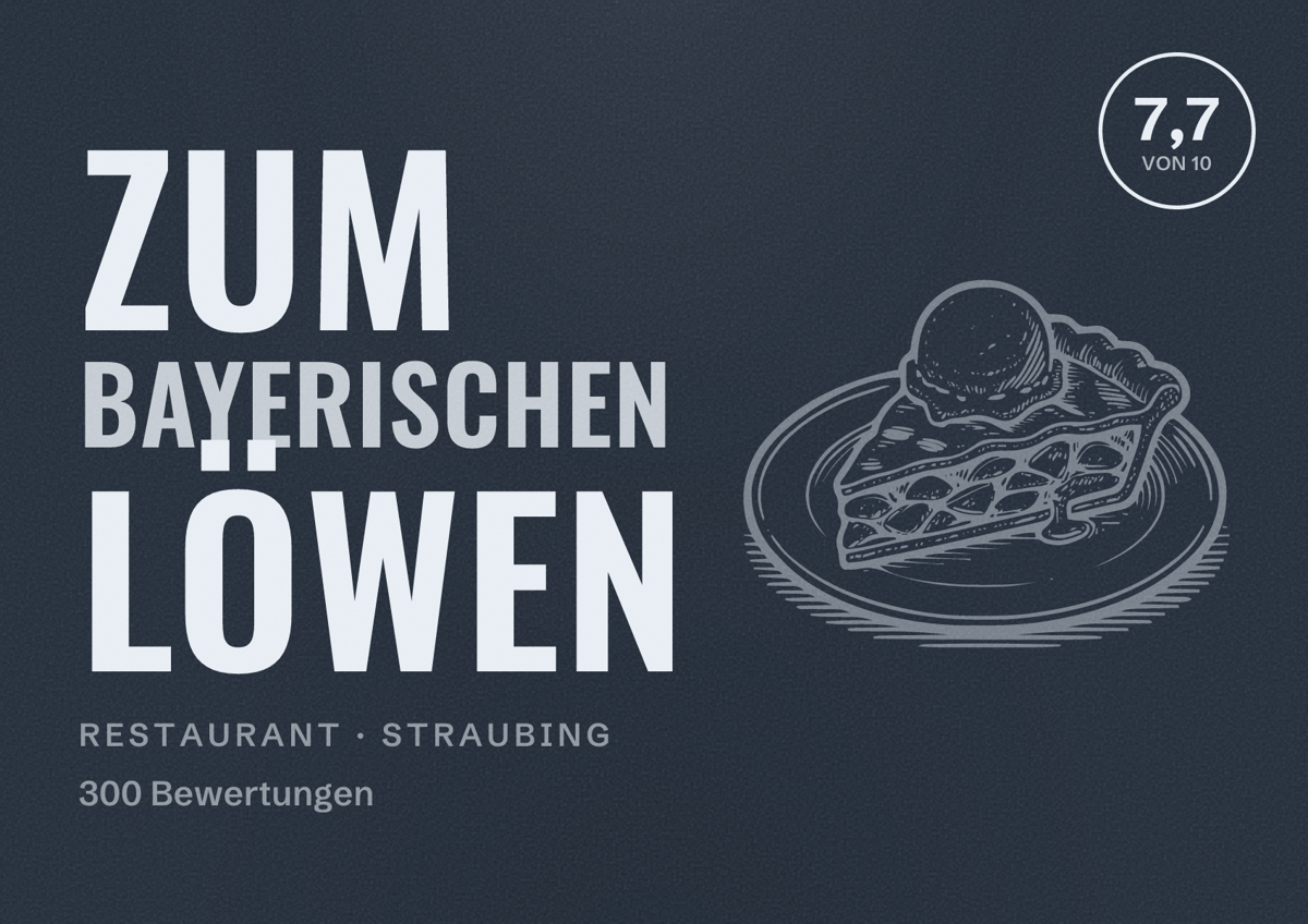 Illustriertes Poster von Zum Bayerischen Löwen, Restaurant in Straubing: Bewertung 7,7 von 10 aus 300 Bewertungen