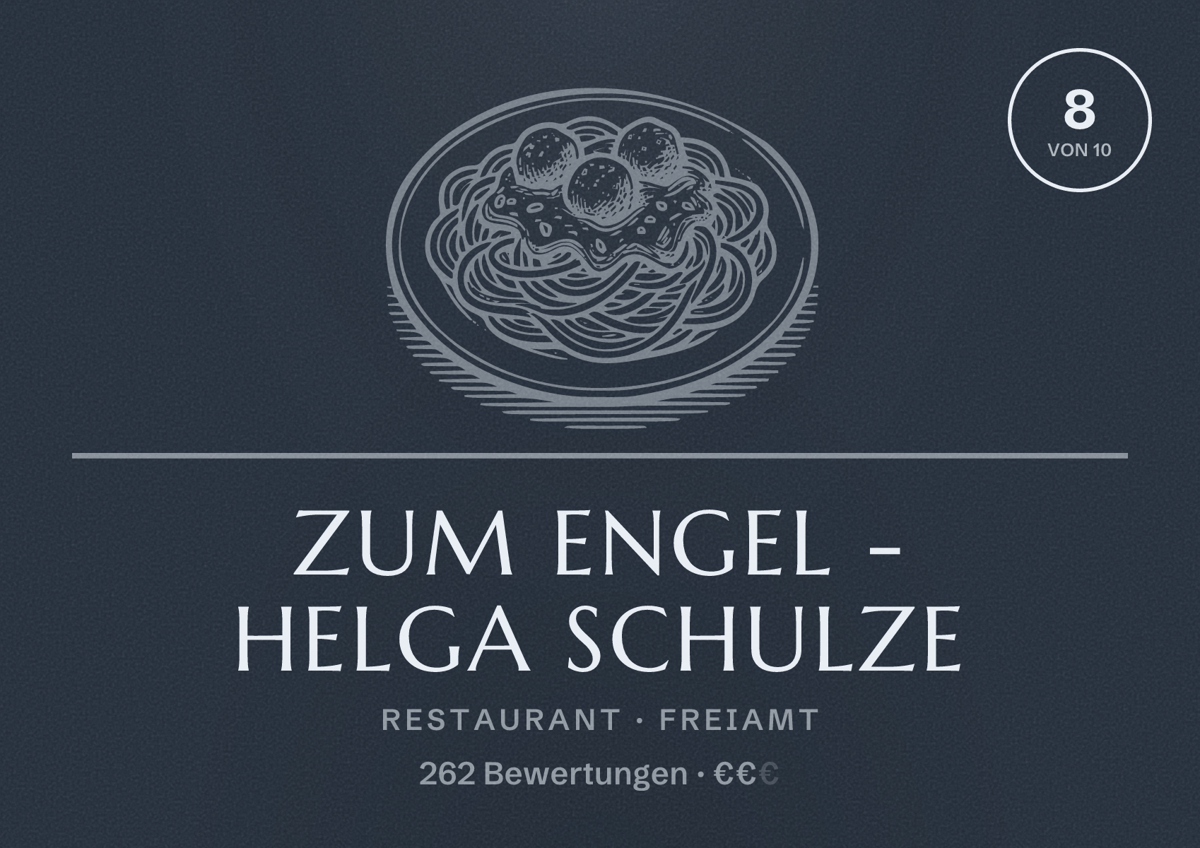 Illustriertes Poster von Zum Engel - Helga Schulze, Restaurant in Freiamt: Bewertung 8 von 10 aus 262 Bewertungen, Preisniveau €€