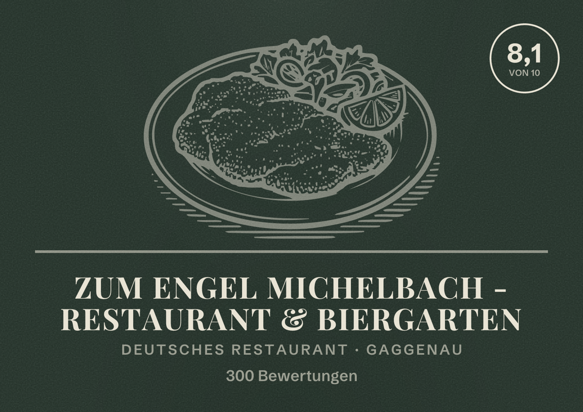 Illustriertes Poster von Zum Engel Michelbach - Restaurant & Biergarten, Deutsches Restaurant in Gaggenau: Bewertung 8,1 von 10 aus 300 Bewertungen