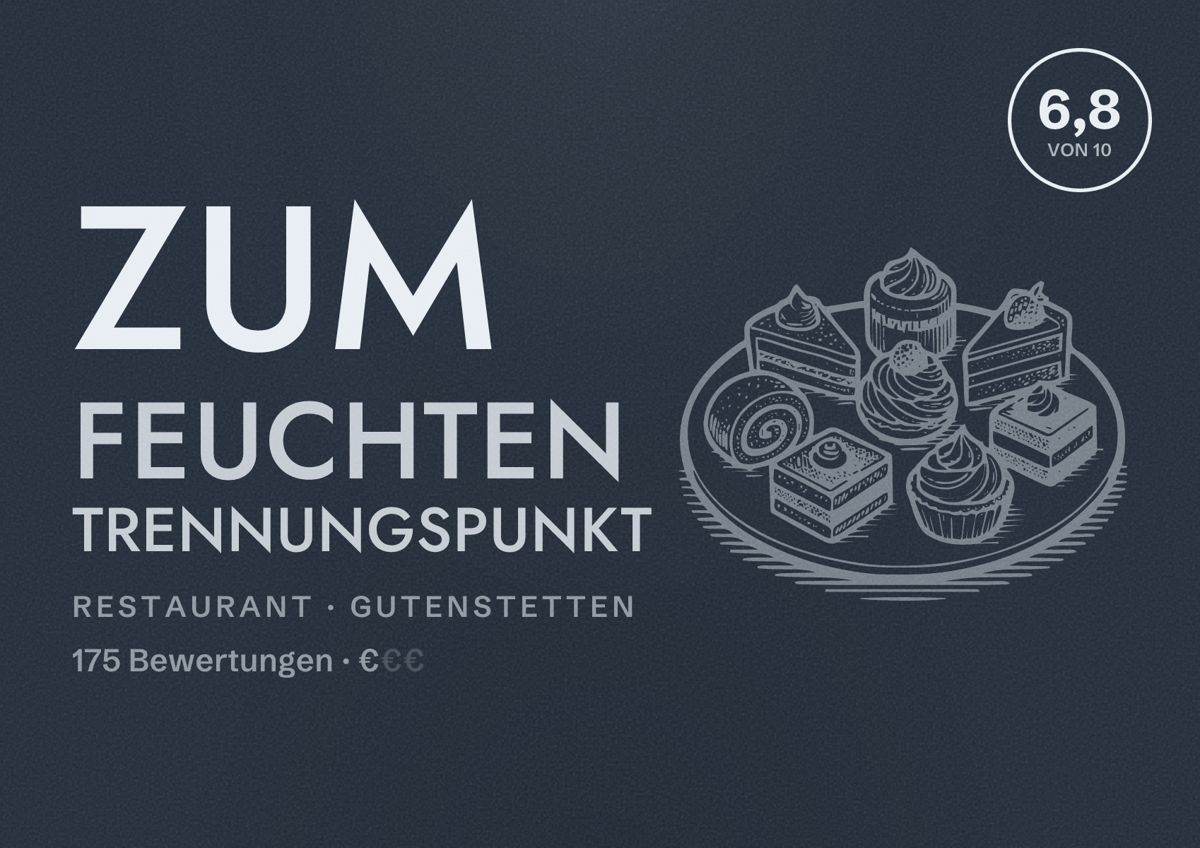 Illustriertes Poster von Zum Feuchten Trennungspunkt, Restaurant in Gutenstetten: Bewertung 6,8 von 10 aus 175 Bewertungen, Preisniveau €