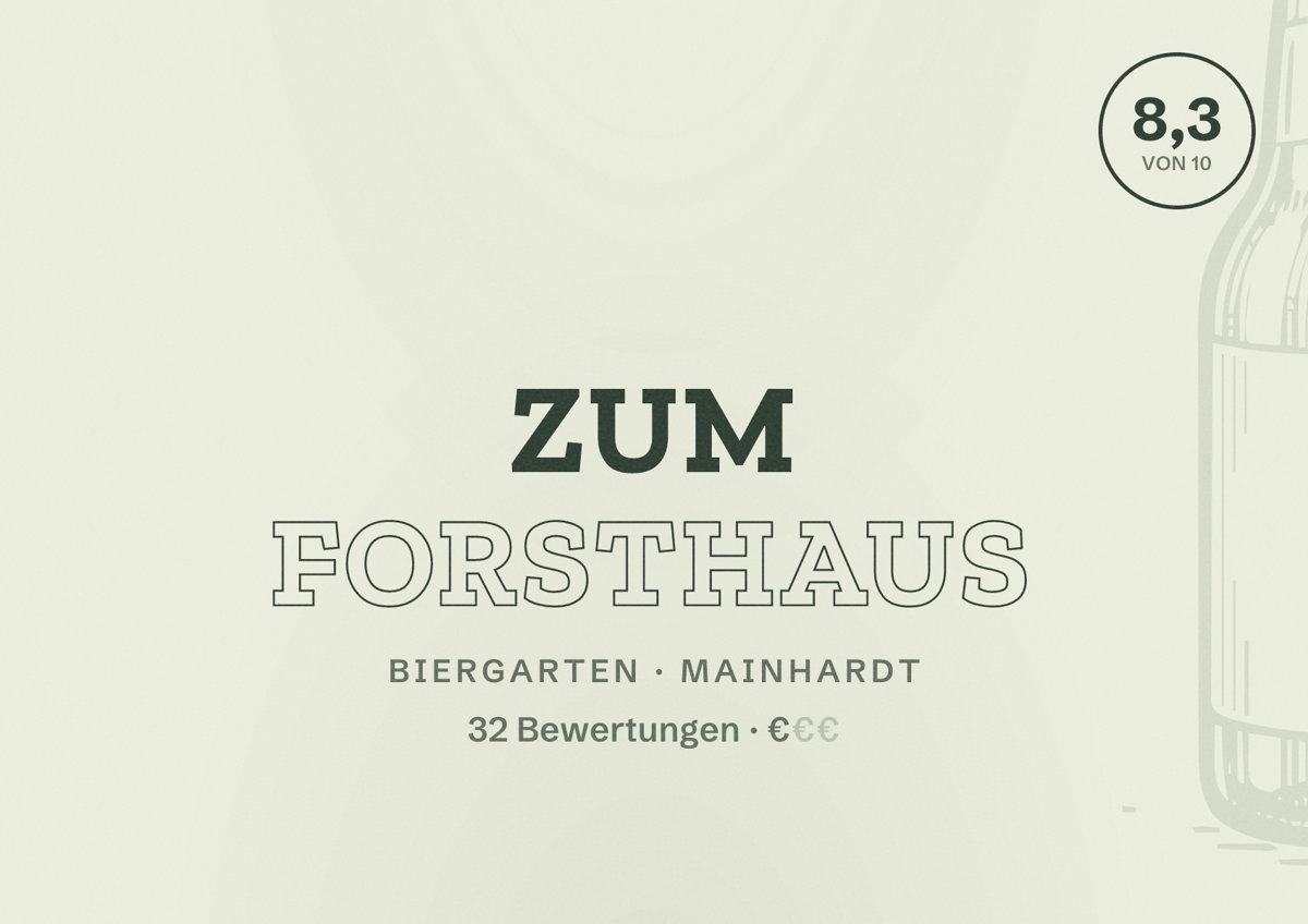 Illustriertes Poster von Zum Forsthaus, Biergarten in Mainhardt: Bewertung 8,3 von 10 aus 32 Bewertungen, Preisniveau €