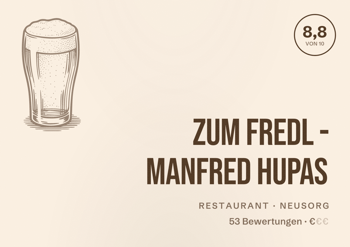 Illustriertes Poster von Zum Fredl - Manfred Hupas, Restaurant in Neusorg: Bewertung 8,8 von 10 aus 53 Bewertungen, Preisniveau €