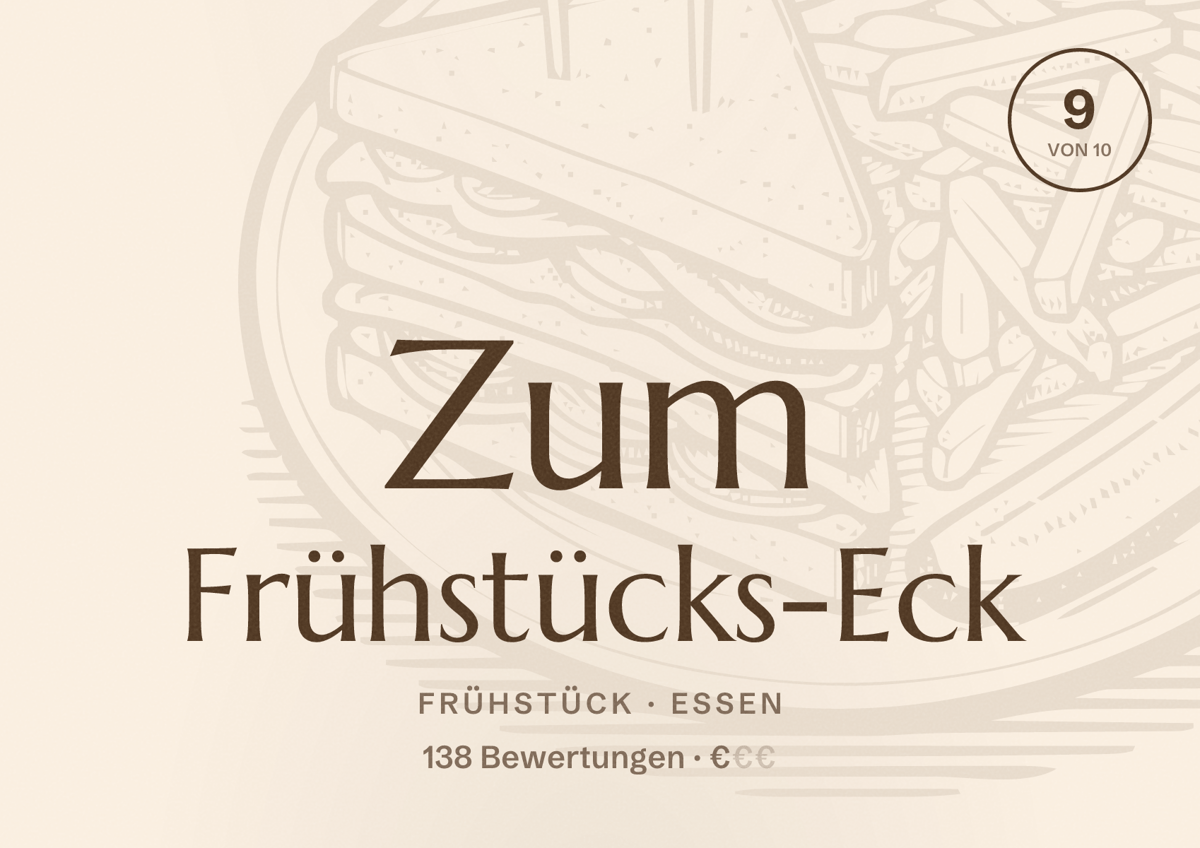 Illustriertes Poster von Zum Frühstücks-Eck, Frühstück in Essen: Bewertung 9 von 10 aus 138 Bewertungen, Preisniveau €