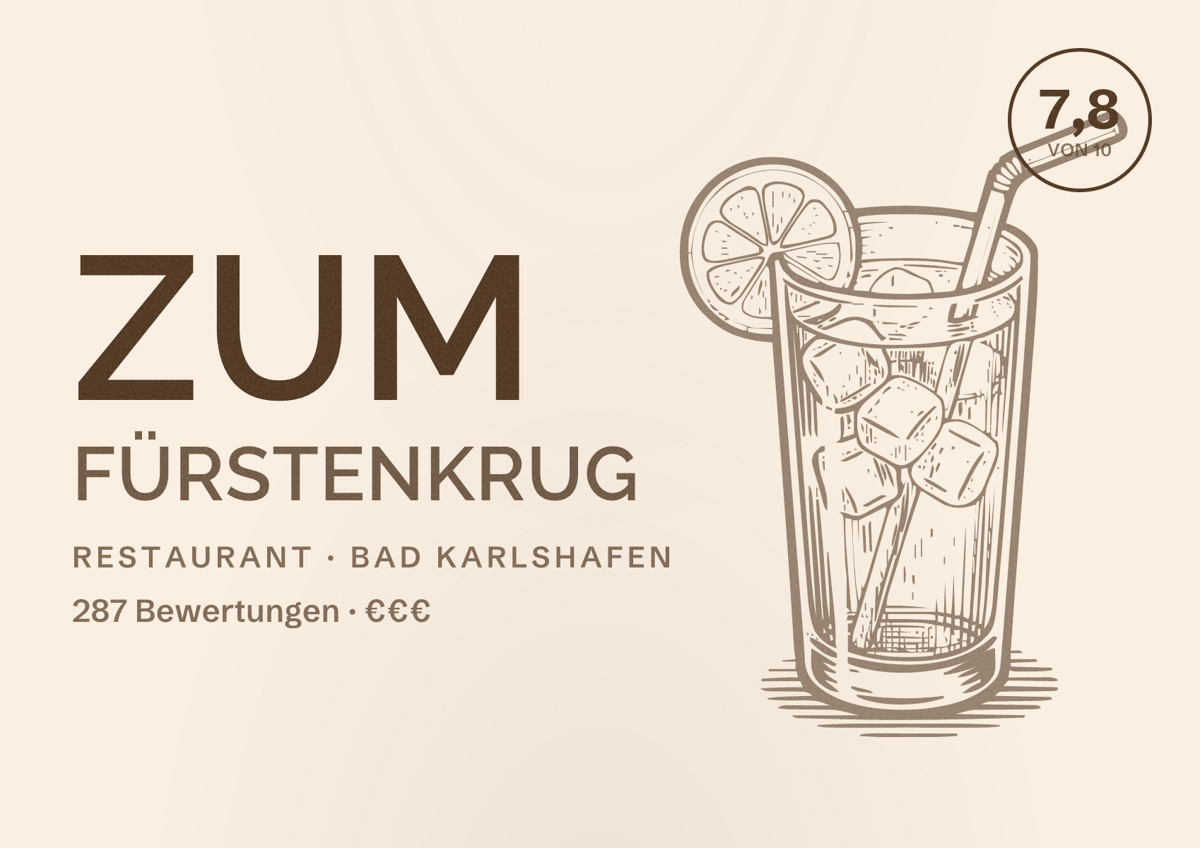 Illustriertes Poster von Zum Fürstenkrug, Restaurant in Bad Karlshafen: Bewertung 7,8 von 10 aus 287 Bewertungen, Preisniveau €€€