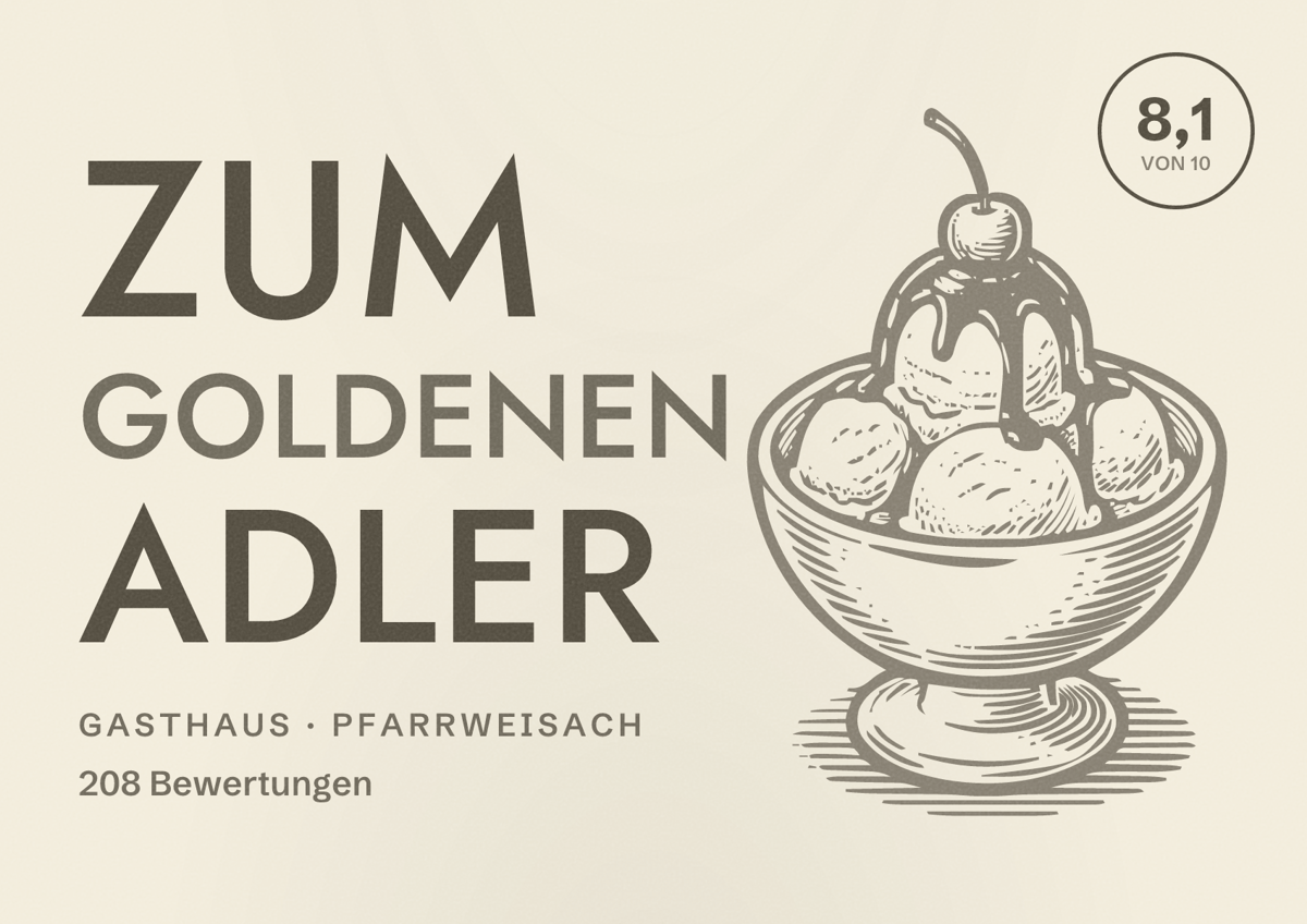 Illustriertes Poster von Zum Goldenen Adler, Gasthaus in Pfarrweisach: Bewertung 8,1 von 10 aus 208 Bewertungen