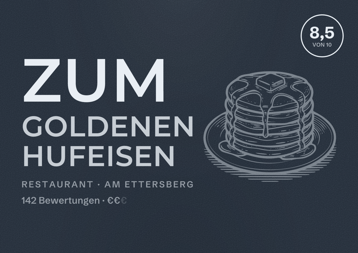 Illustriertes Poster von Zum Goldenen Hufeisen, Restaurant in Am Ettersberg: Bewertung 8,5 von 10 aus 142 Bewertungen, Preisniveau €€