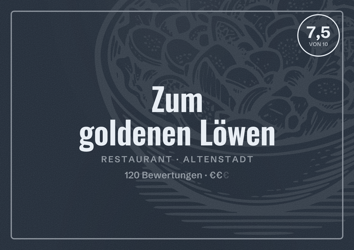 Illustriertes Poster von Zum goldenen Löwen, Restaurant in Altenstadt: Bewertung 7,5 von 10 aus 120 Bewertungen, Preisniveau €€