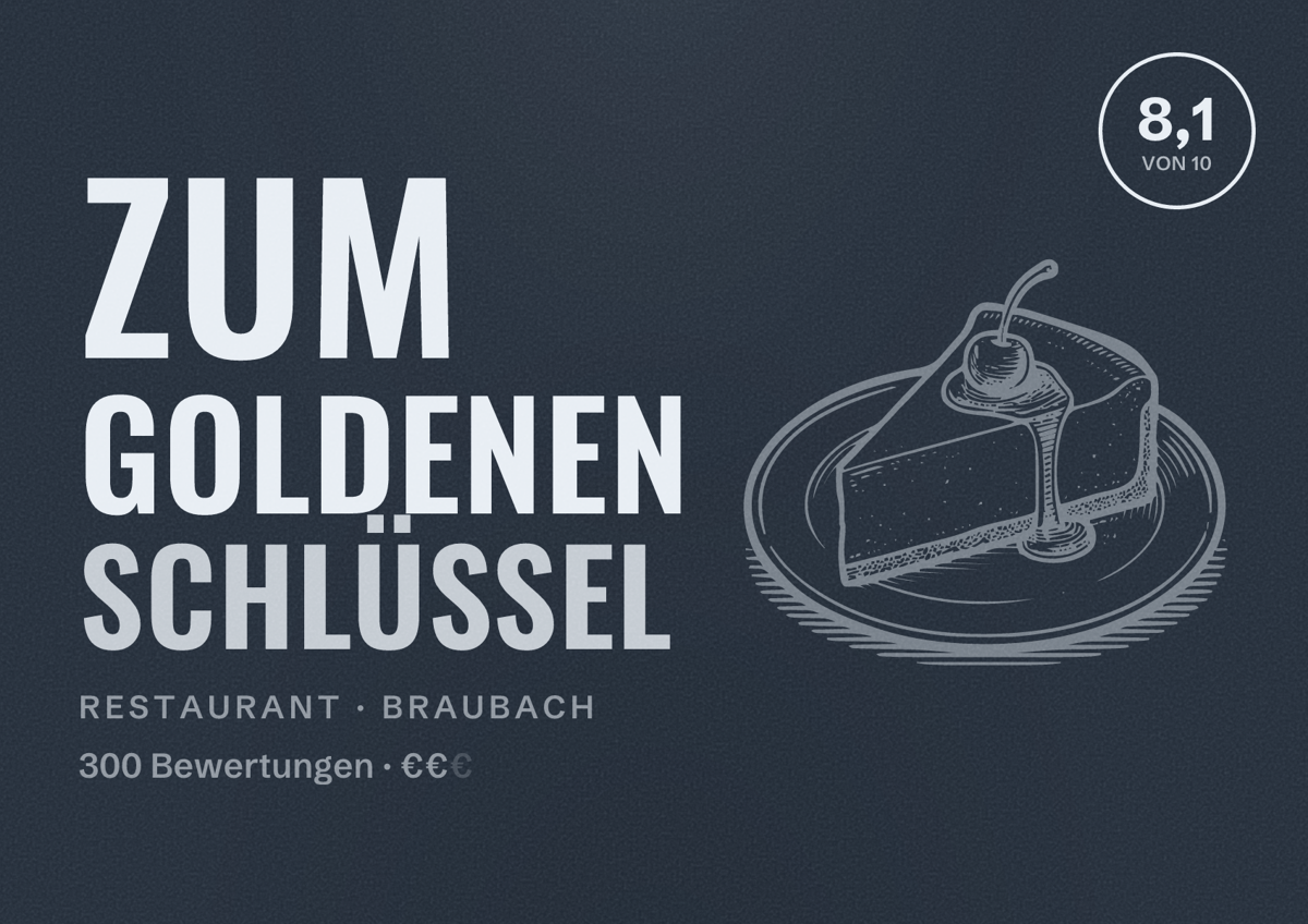 Illustriertes Poster von Zum Goldenen Schlüssel, Restaurant in Braubach: Bewertung 8,1 von 10 aus 300 Bewertungen, Preisniveau €€