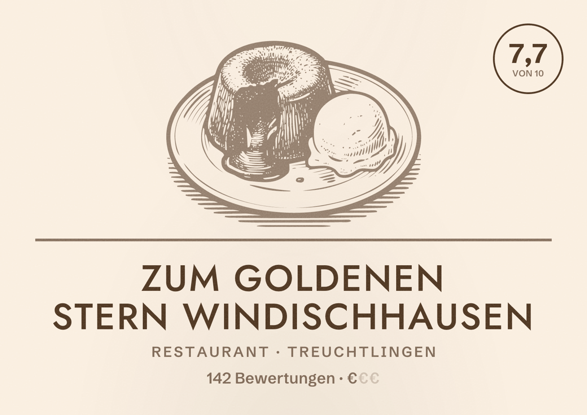 Illustriertes Poster von Zum goldenen Stern Windischhausen, Restaurant in Treuchtlingen: Bewertung 7,7 von 10 aus 142 Bewertungen, Preisniveau €