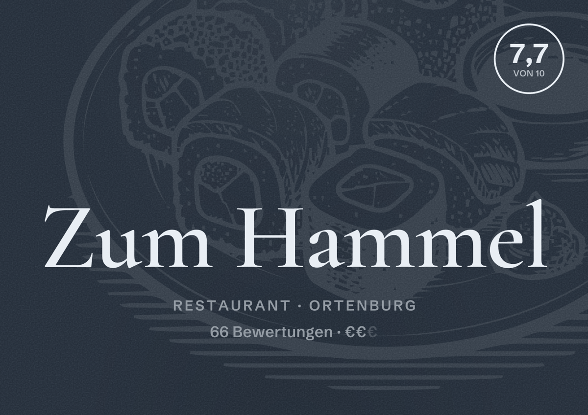Illustriertes Poster von Zum Hammel, Restaurant in Ortenburg: Bewertung 7,7 von 10 aus 66 Bewertungen, Preisniveau €€