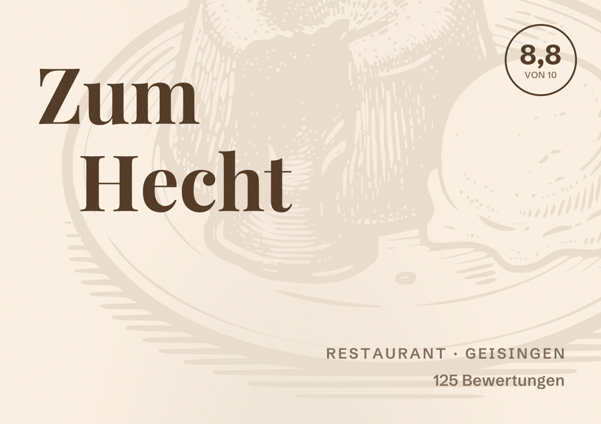 Illustriertes Poster von Zum Hecht, Restaurant in Geisingen: Bewertung 8,8 von 10 aus 125 Bewertungen