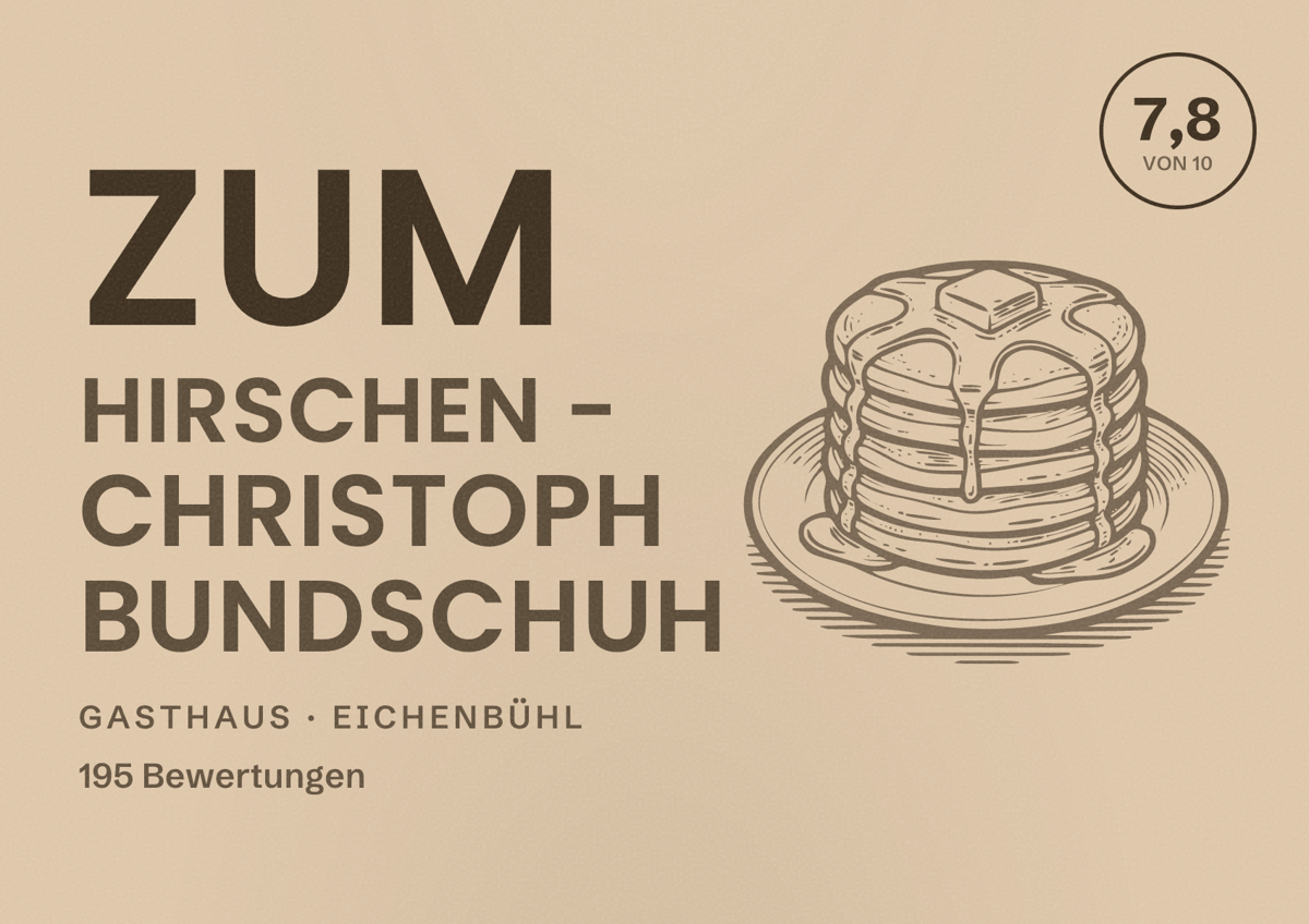 Illustriertes Poster von Zum Hirschen - Christoph Bundschuh, Gasthaus in Eichenbühl: Bewertung 7,8 von 10 aus 195 Bewertungen