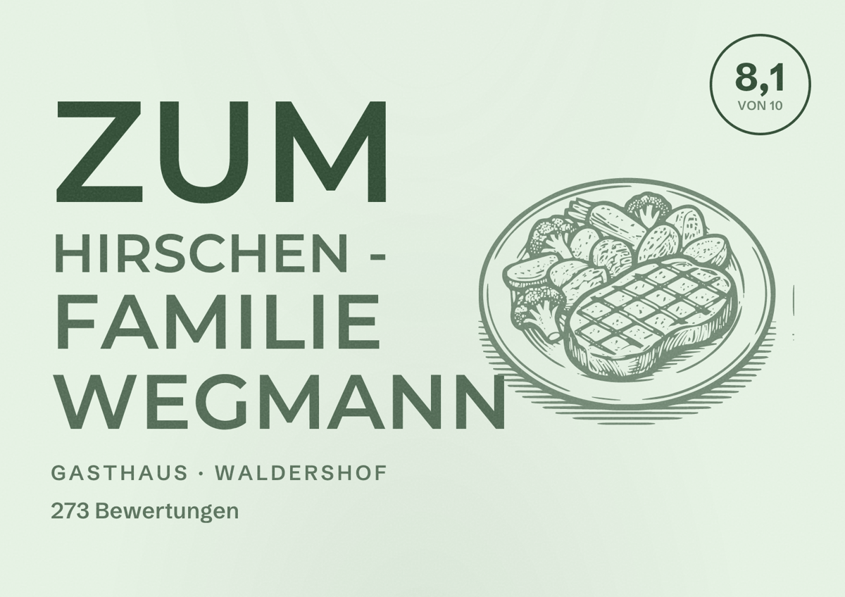 Illustriertes Poster von Zum Hirschen - Familie Wegmann, Gasthaus in Waldershof: Bewertung 8,1 von 10 aus 273 Bewertungen