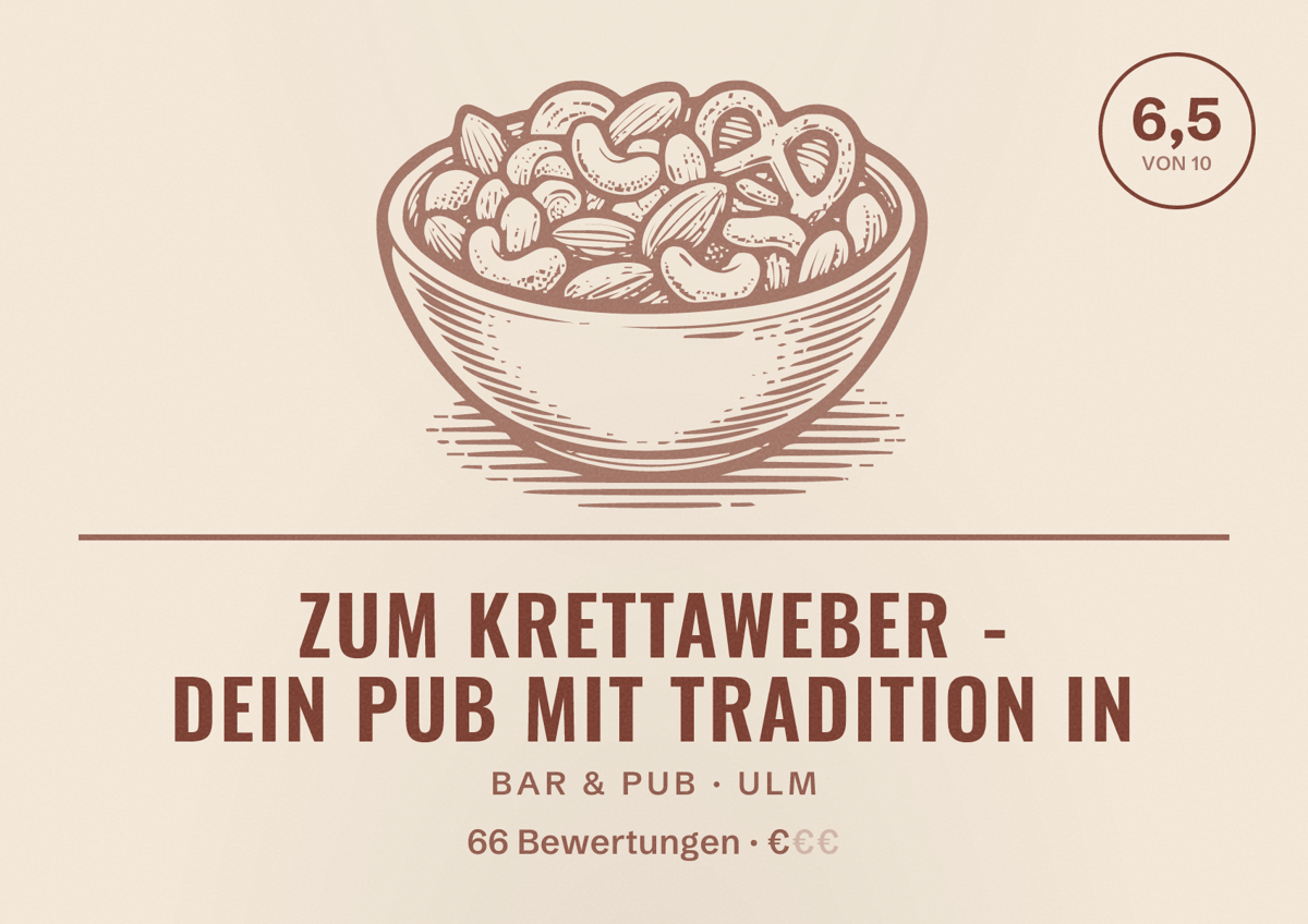 Illustriertes Poster von Zum Krettaweber - Dein Pub mit Tradition in, Bar & Pub in Ulm: Bewertung 6,5 von 10 aus 66 Bewertungen, Preisniveau €