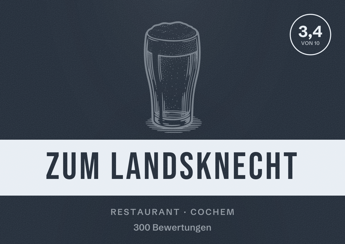 Illustriertes Poster von Zum Landsknecht, Restaurant in Cochem: Bewertung 3,4 von 10 aus 300 Bewertungen