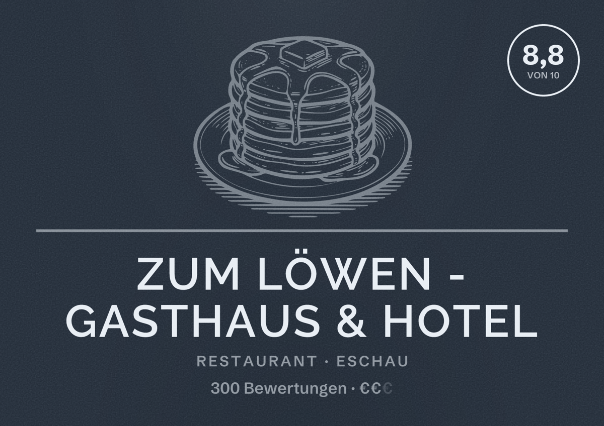 Illustriertes Poster von Zum Löwen - Gasthaus & Hotel, Restaurant in Eschau: Bewertung 8,8 von 10 aus 300 Bewertungen, Preisniveau €€