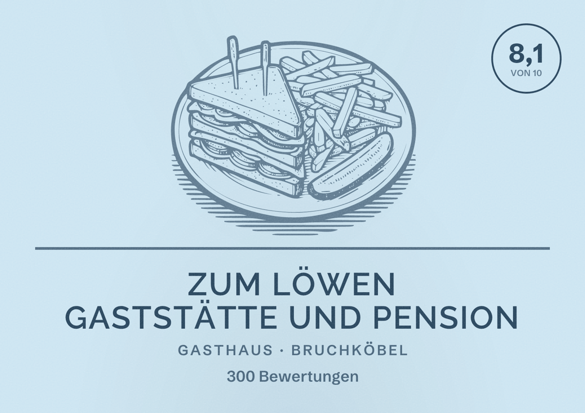 Illustriertes Poster von Zum Löwen Gaststätte und Pension, Gasthaus in Bruchköbel: Bewertung 8,1 von 10 aus 300 Bewertungen