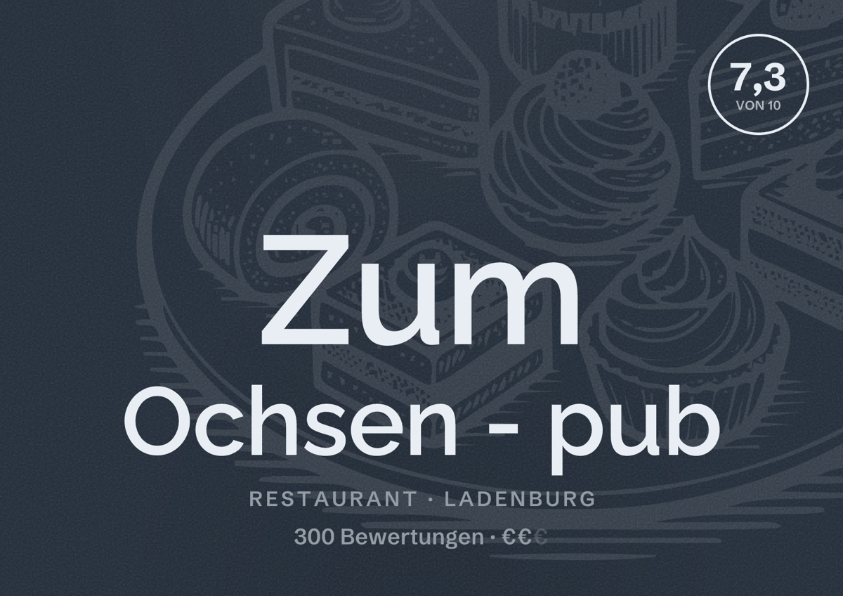 Illustriertes Poster von Zum Ochsen - pub, Restaurant in Ladenburg: Bewertung 7,3 von 10 aus 300 Bewertungen, Preisniveau €€