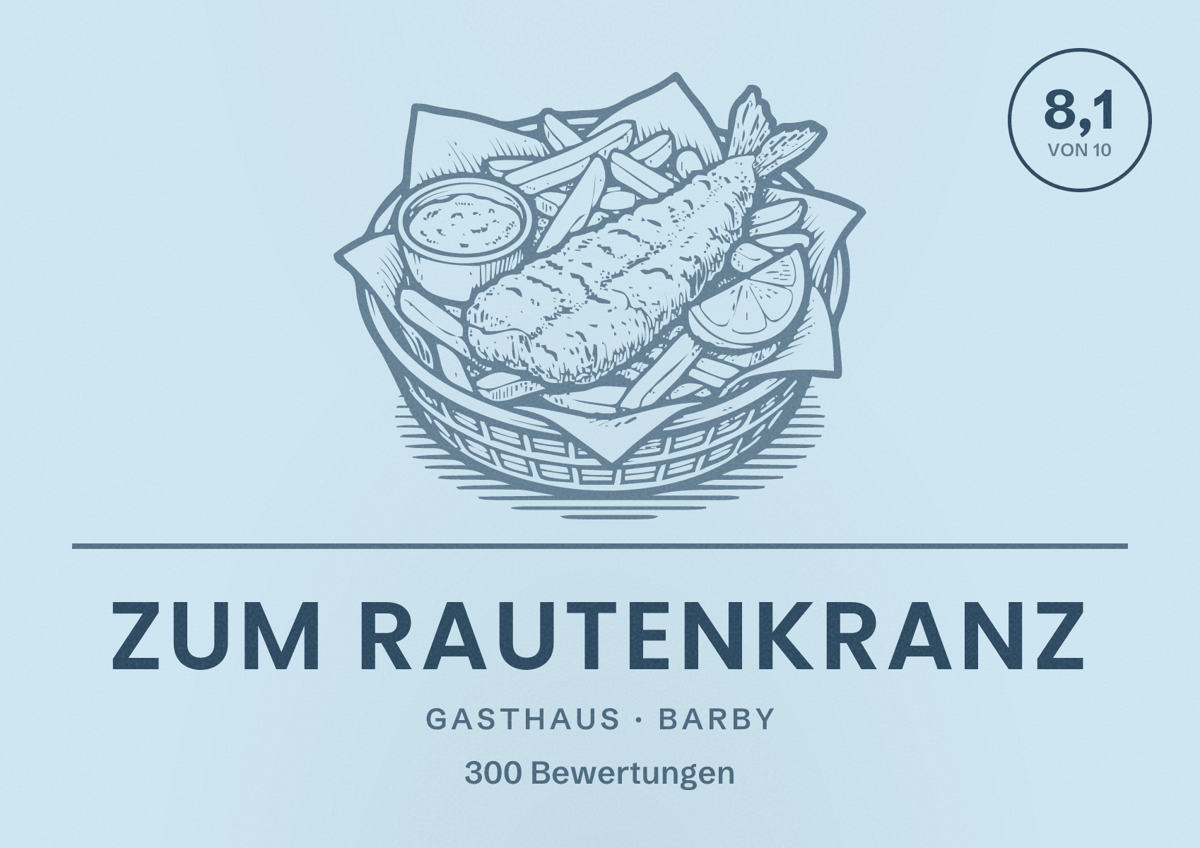 Illustriertes Poster von Zum Rautenkranz, Gasthaus in Barby: Bewertung 8,1 von 10 aus 300 Bewertungen