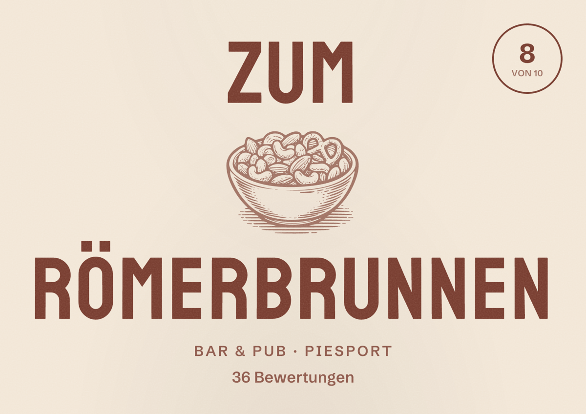Illustriertes Poster von Zum Römerbrunnen, Bar & Pub in Piesport: Bewertung 8 von 10 aus 36 Bewertungen